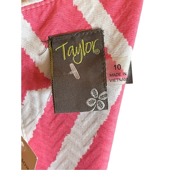 NWTS TAYLOR 60s STYLE PINK & WHITE SLEEVELESS GEOMETRIC DRESS SZ 10 - Picture 7 of 11